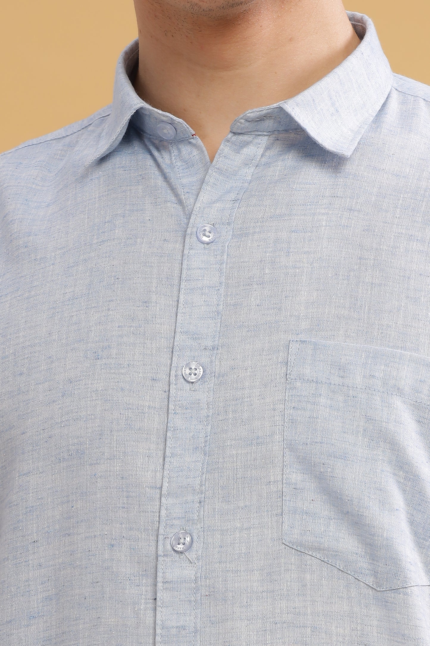 HAITCH Milton Cotton Lenin Sky Blue Shirt