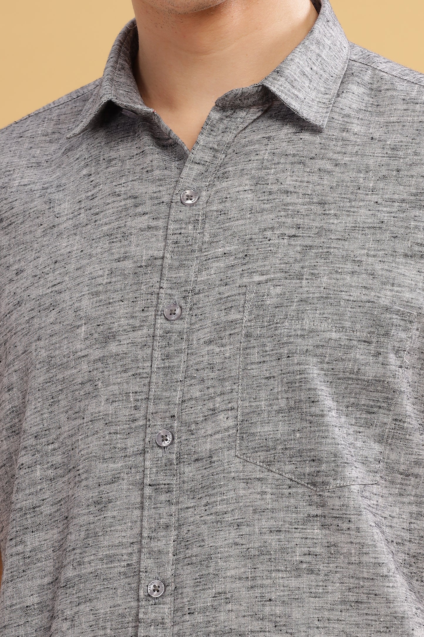 HAITCH Milton Cotton Lenin Charcoal Shirt