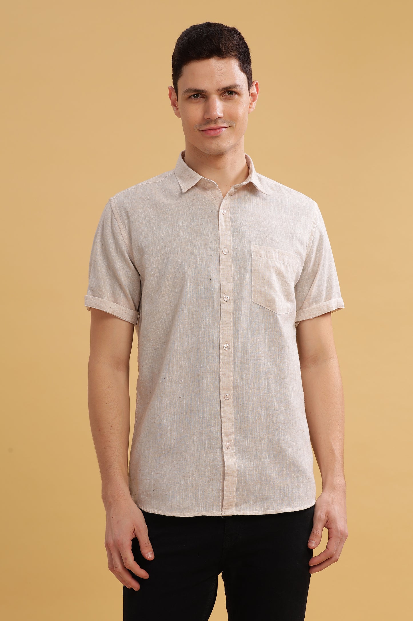 HAITCH Milton Cotton Lenin OffWhite Shirt