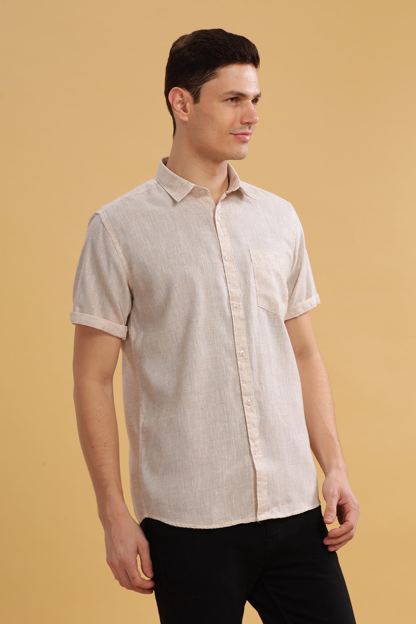 HAITCH Milton Cotton Lenin OffWhite Shirt