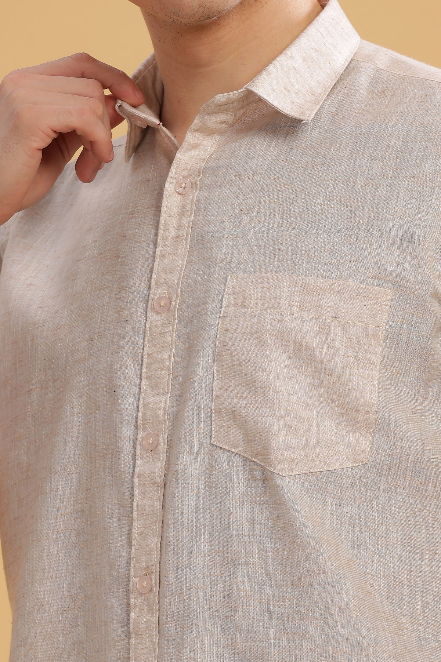 HAITCH Milton Cotton Lenin OffWhite Shirt
