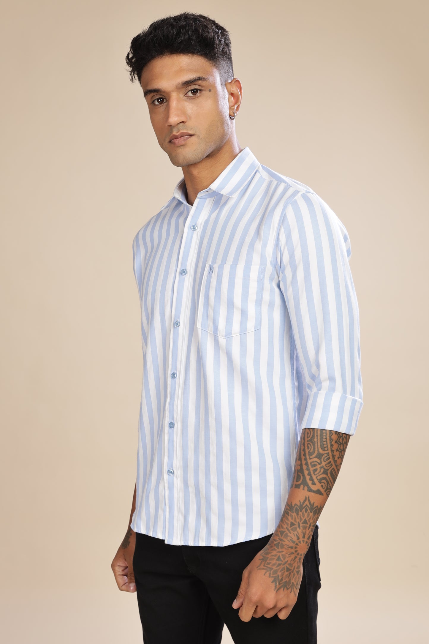 HAITCH Oxford Cotton Light Blue Stripes Shirt