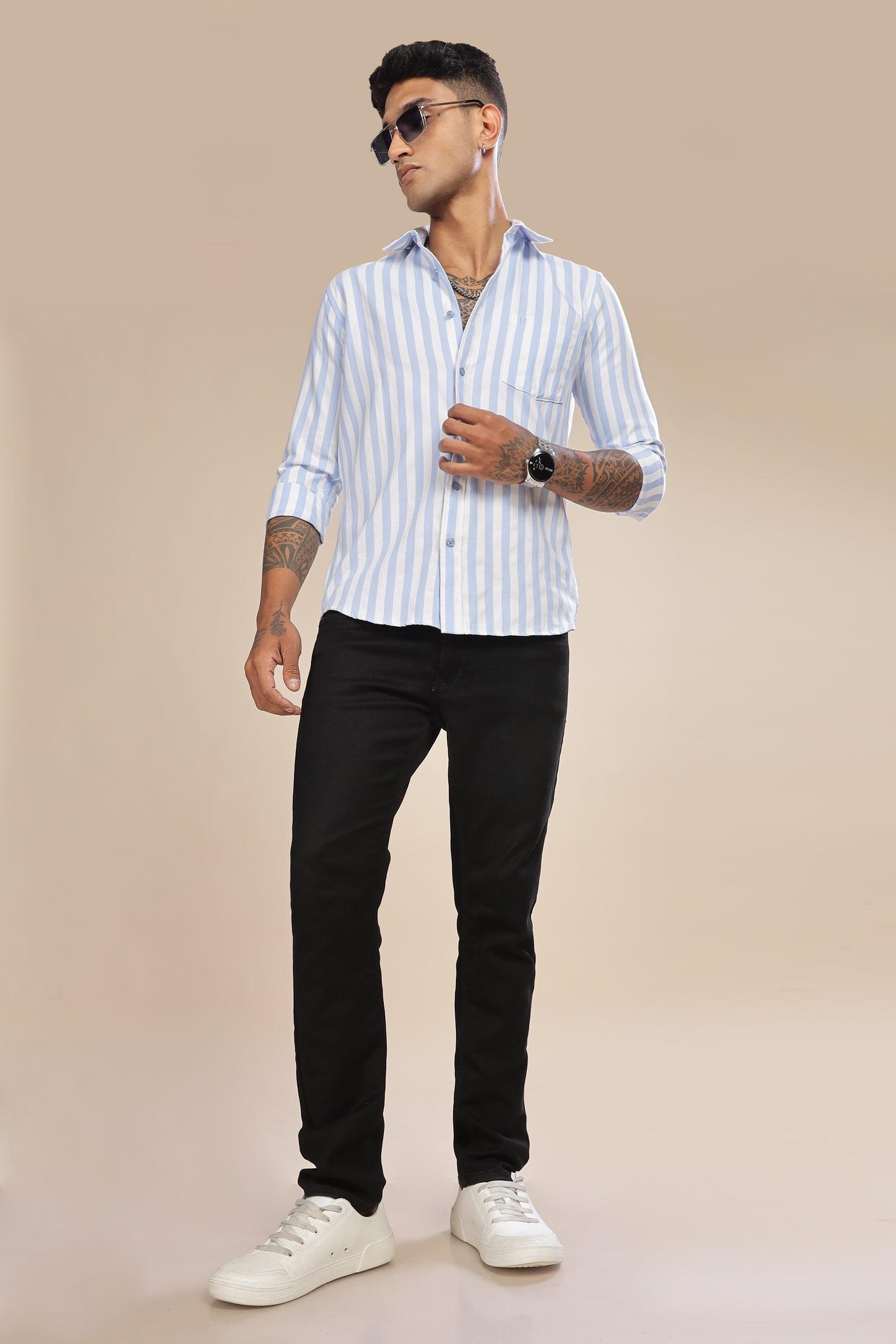 HAITCH Oxford Cotton Light Blue Stripes Shirt