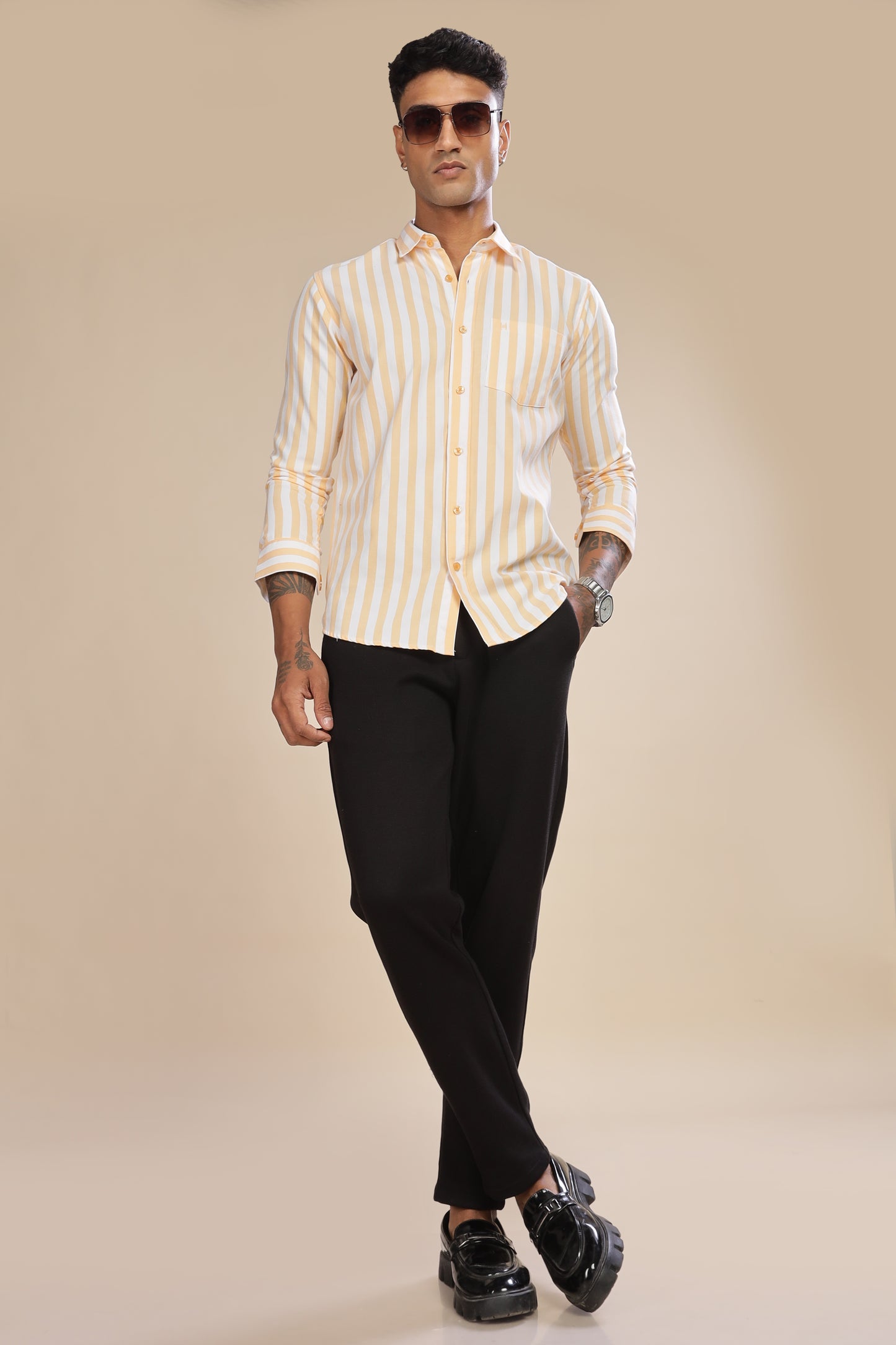 HAITCH Oxford Cotton Orange Stripes Shirt