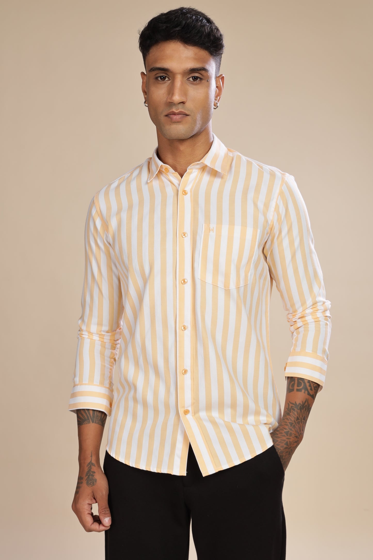 HAITCH Oxford Cotton Orange Stripes Shirt