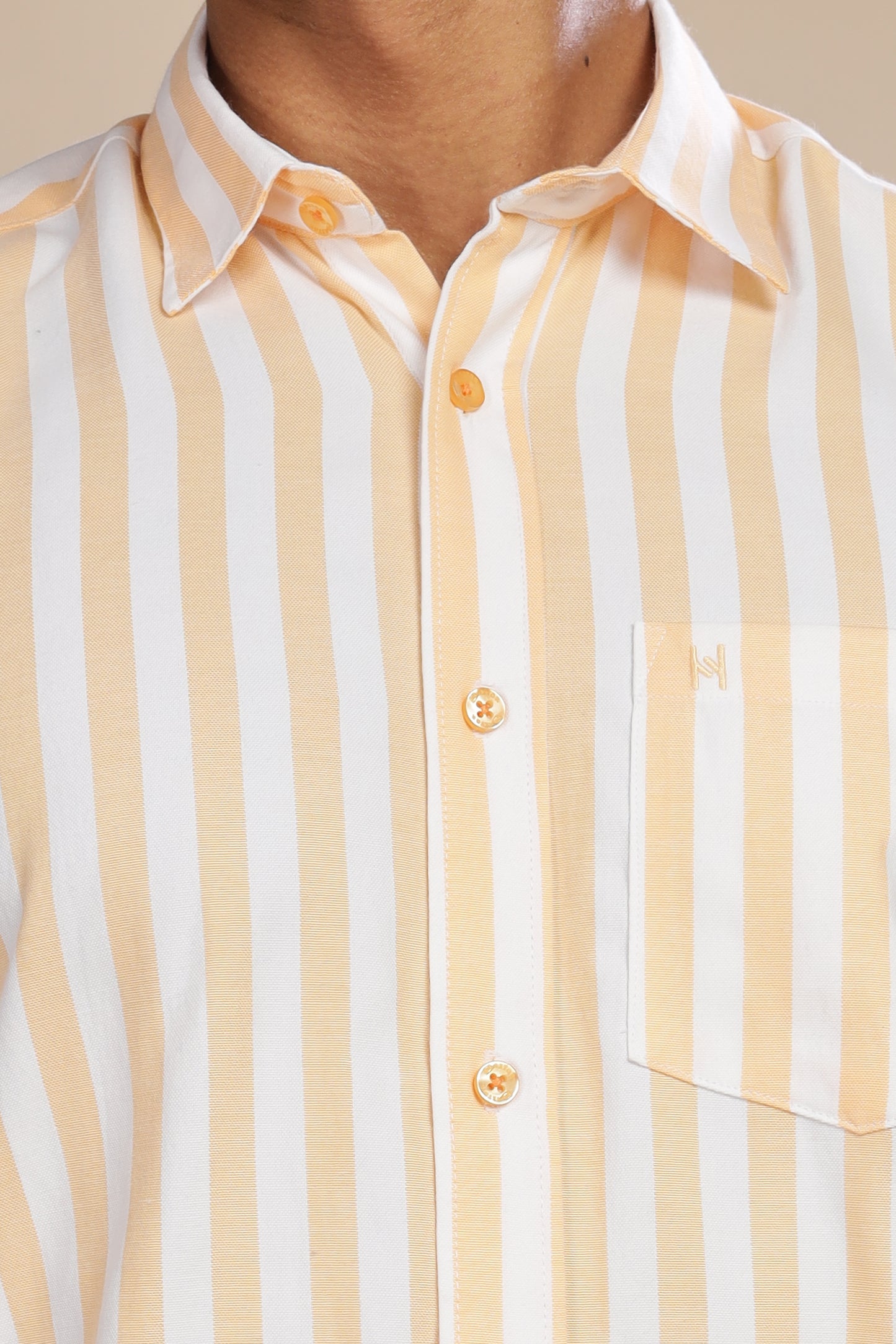 HAITCH Oxford Cotton Orange Stripes Shirt