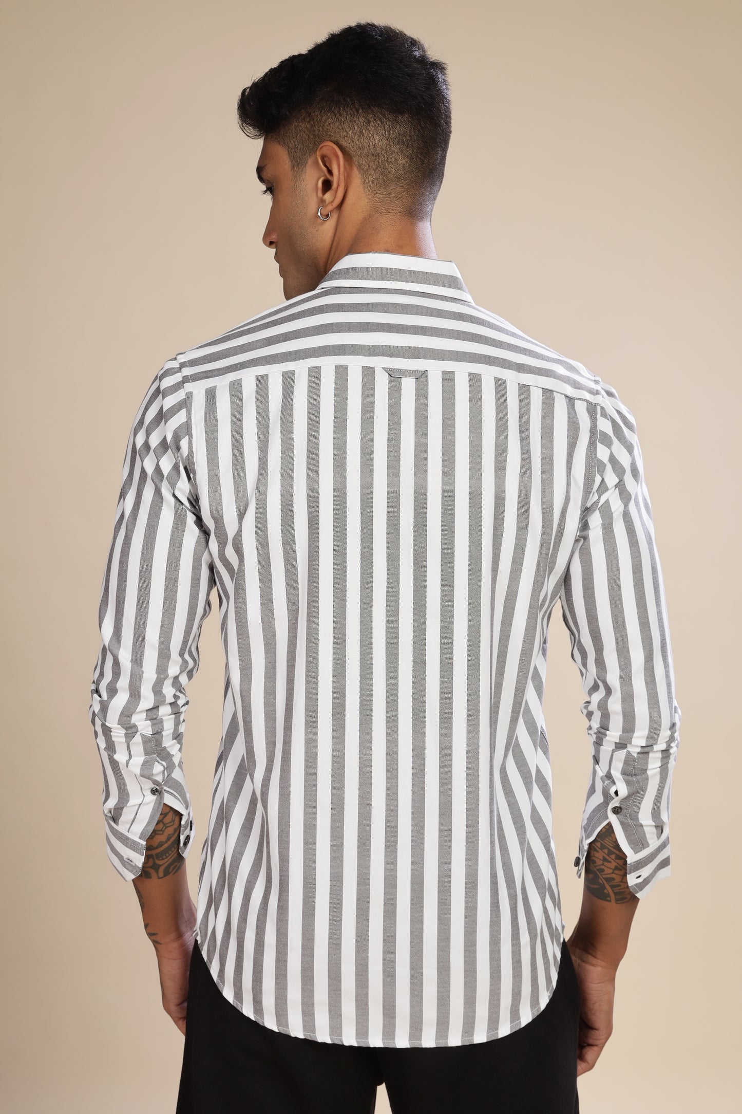 HAITCH Oxford Cotton Charcoal Stripes Shirt