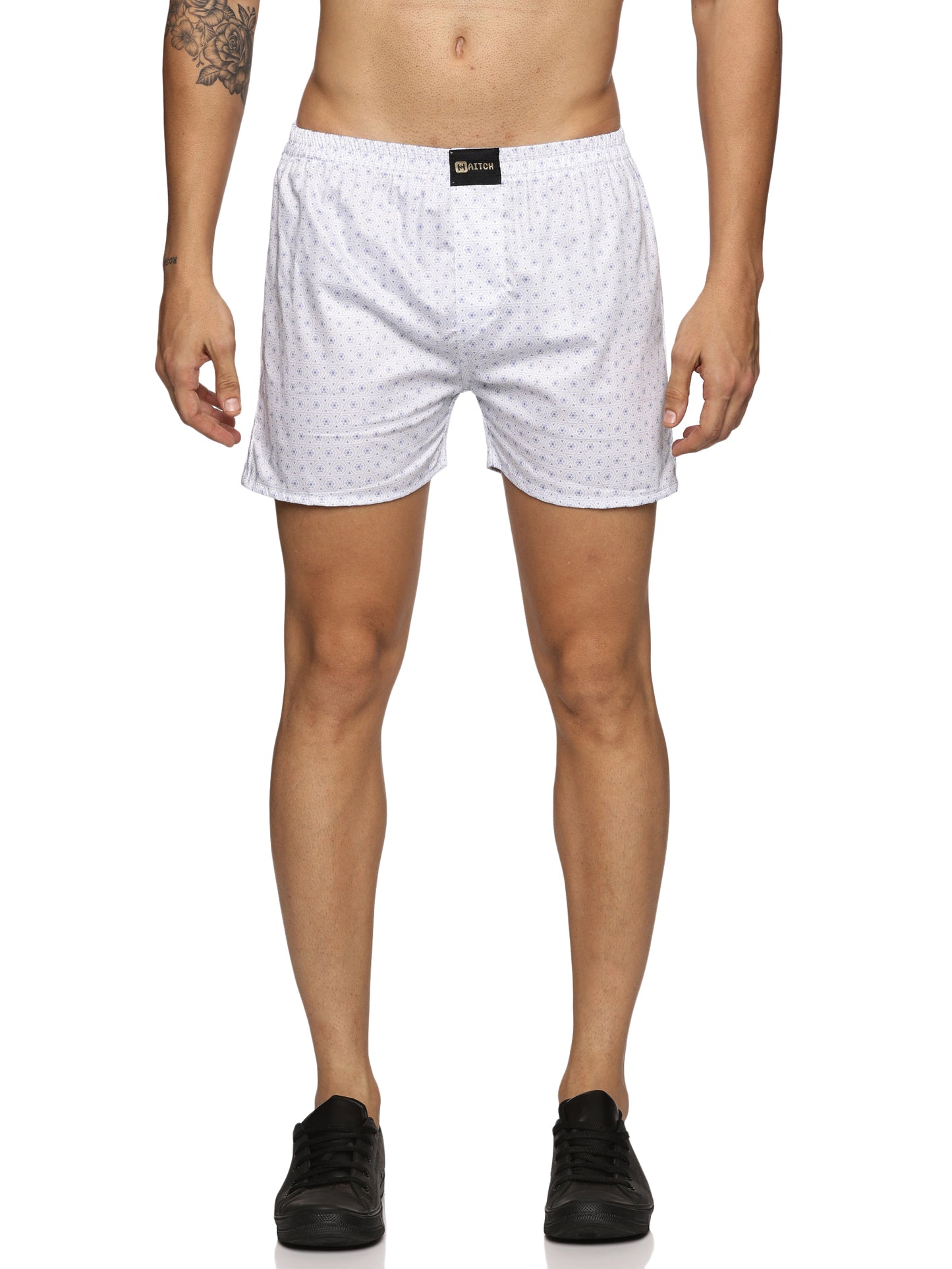 Men Cotton Slim Fit  Snowflake Printed Blue Boxer