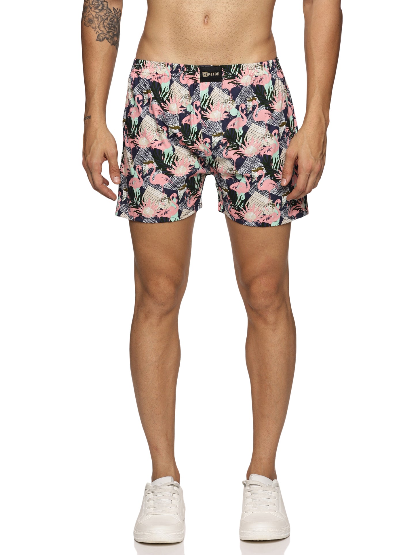 Men Cotton Slim Fit  Swan Printed Multicolored Boxer