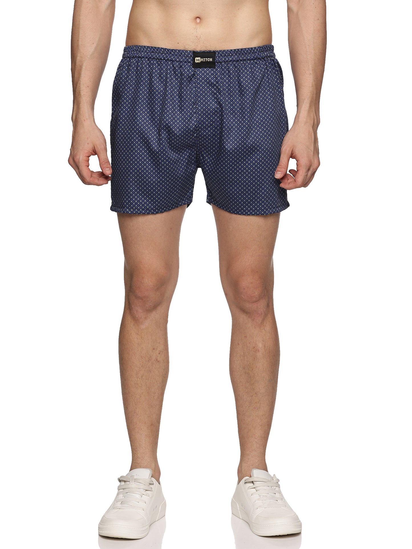 Men Cotton Slim Fit Floral Printed Blue Boxer