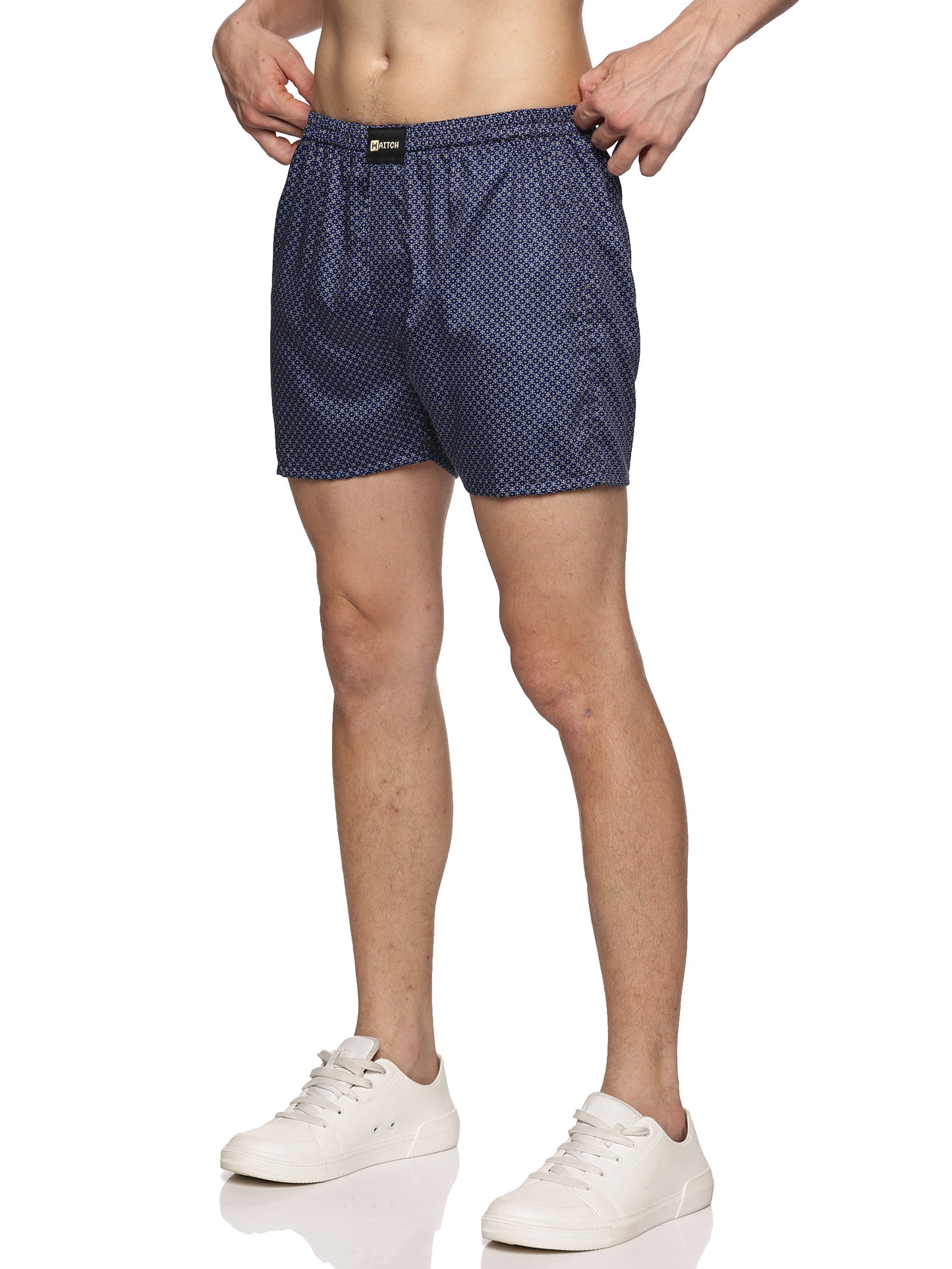 Men Cotton Slim Fit Floral Printed Blue Boxer