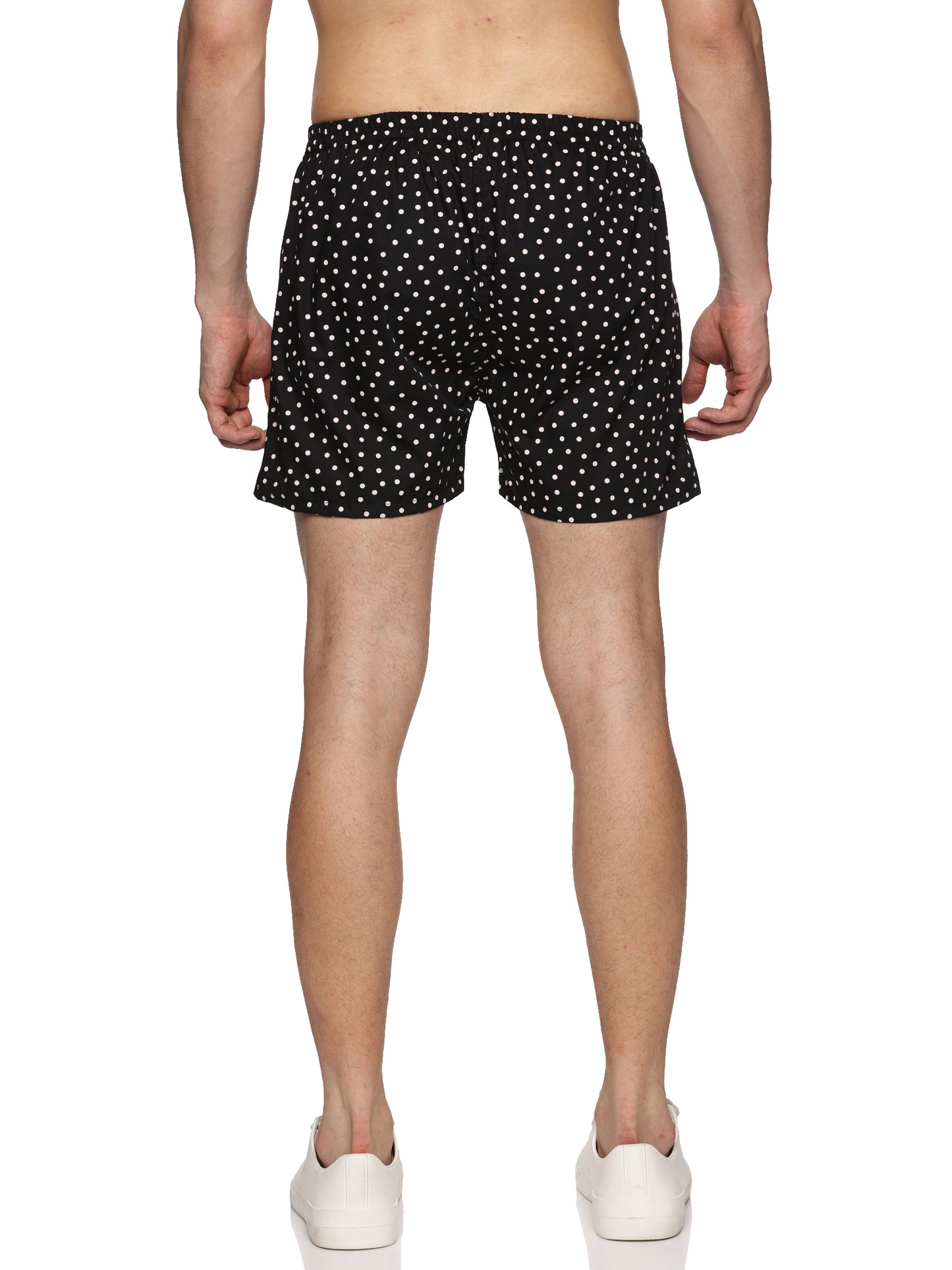 Men Cotton Slim Fit Polka Dots Printed Black Boxer
