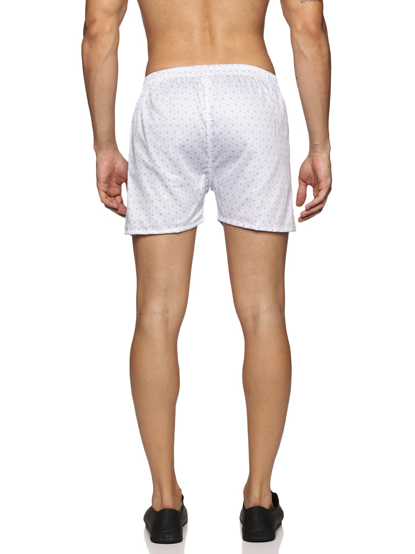 Men Cotton Slim Fit  Snowflake Printed Blue Boxer