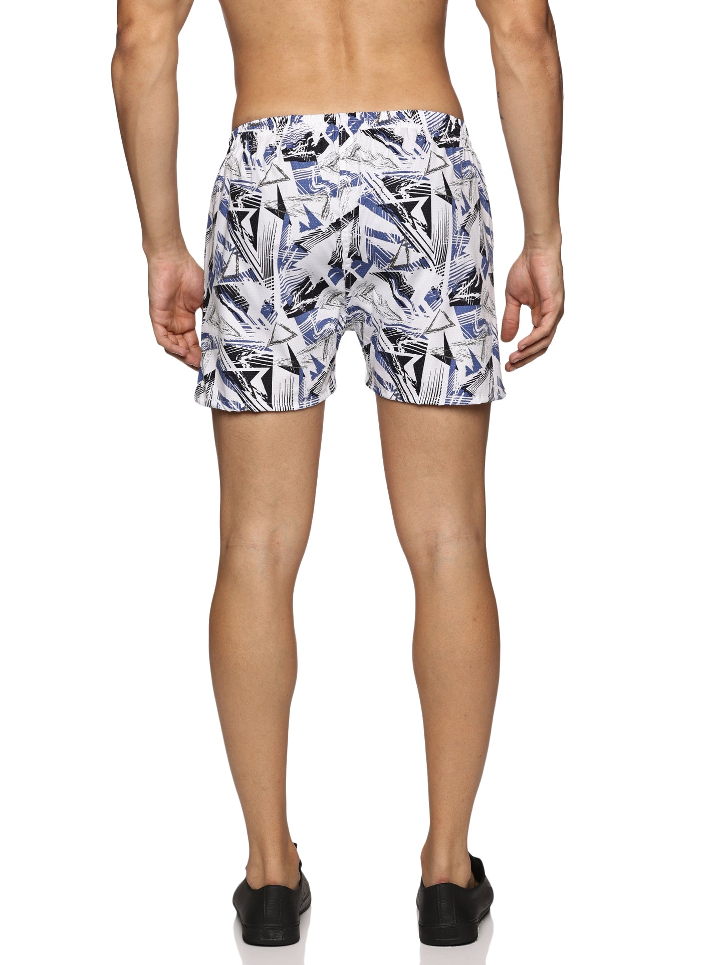 Men Cotton Slim Fit  Geometric  Printed Blue Boxer