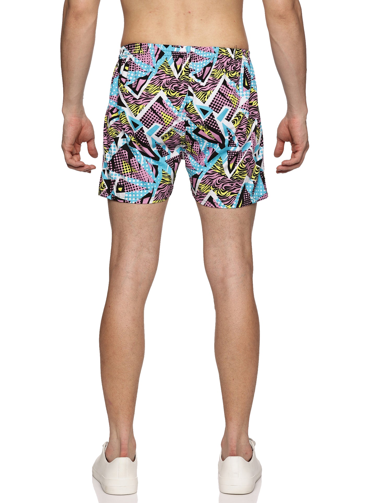 Men Cotton Slim Fit Geometric Retro Printed MultiColored Boxer