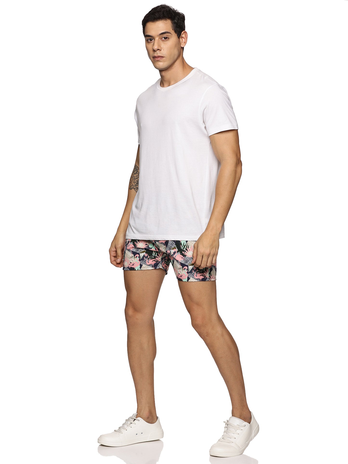 Men Cotton Slim Fit  Swan Printed Multicolored Boxer
