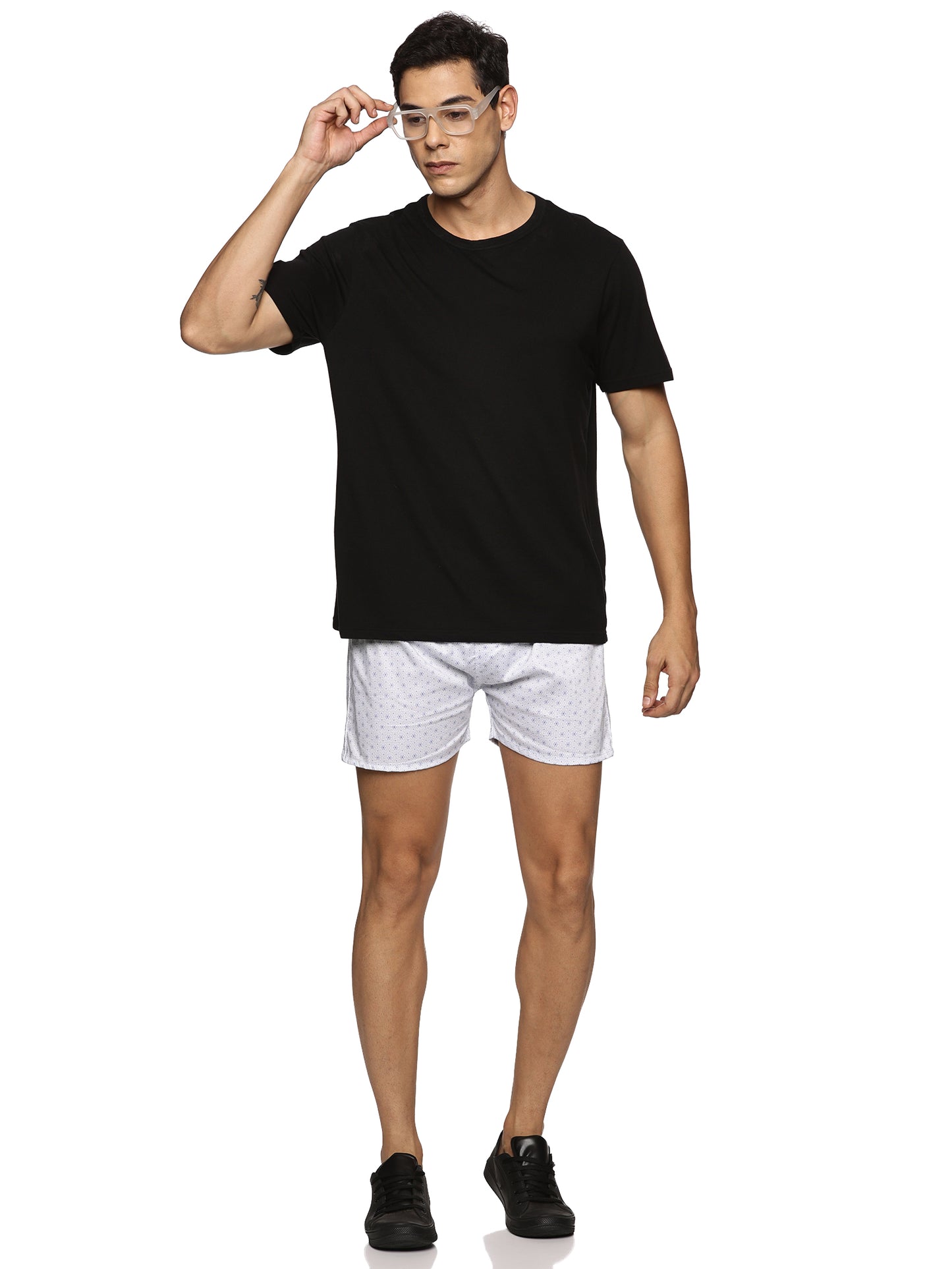 Men Cotton Slim Fit  Snowflake Printed Blue Boxer