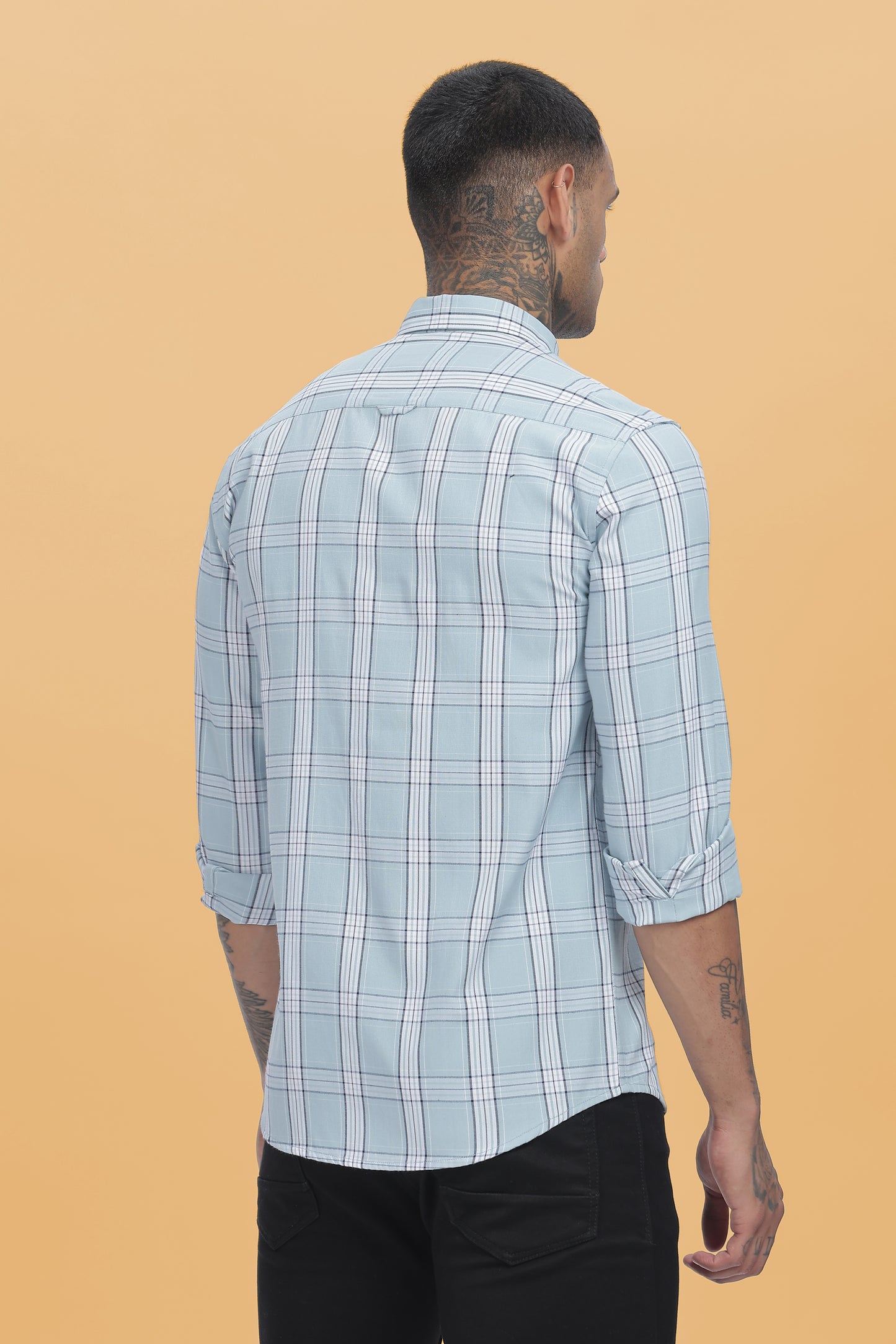 HAITCH Blue Oxford Cotton Checks Slim Fit Shirt