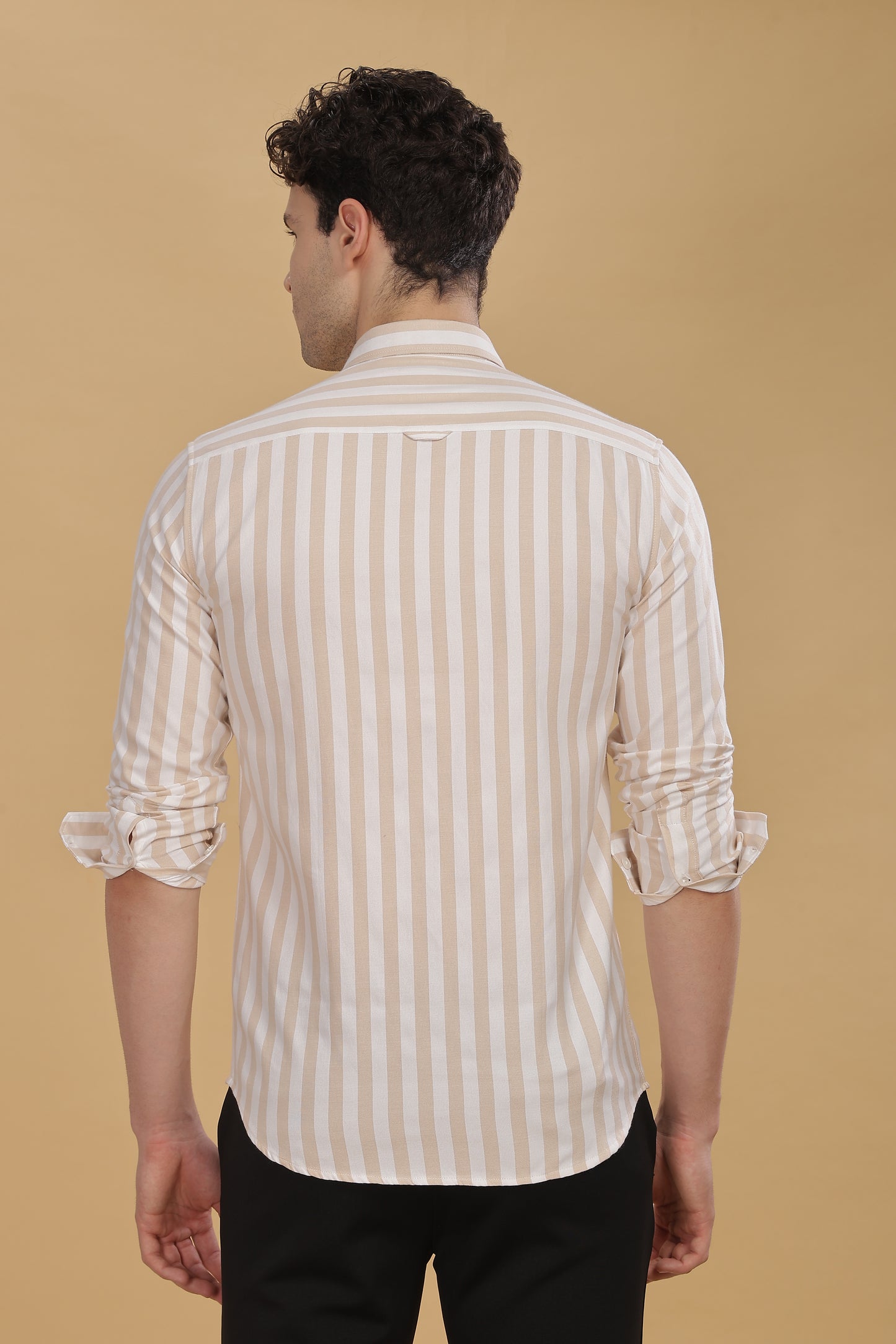 HAITCH Oxford Cotton Beige Stripes Shirt