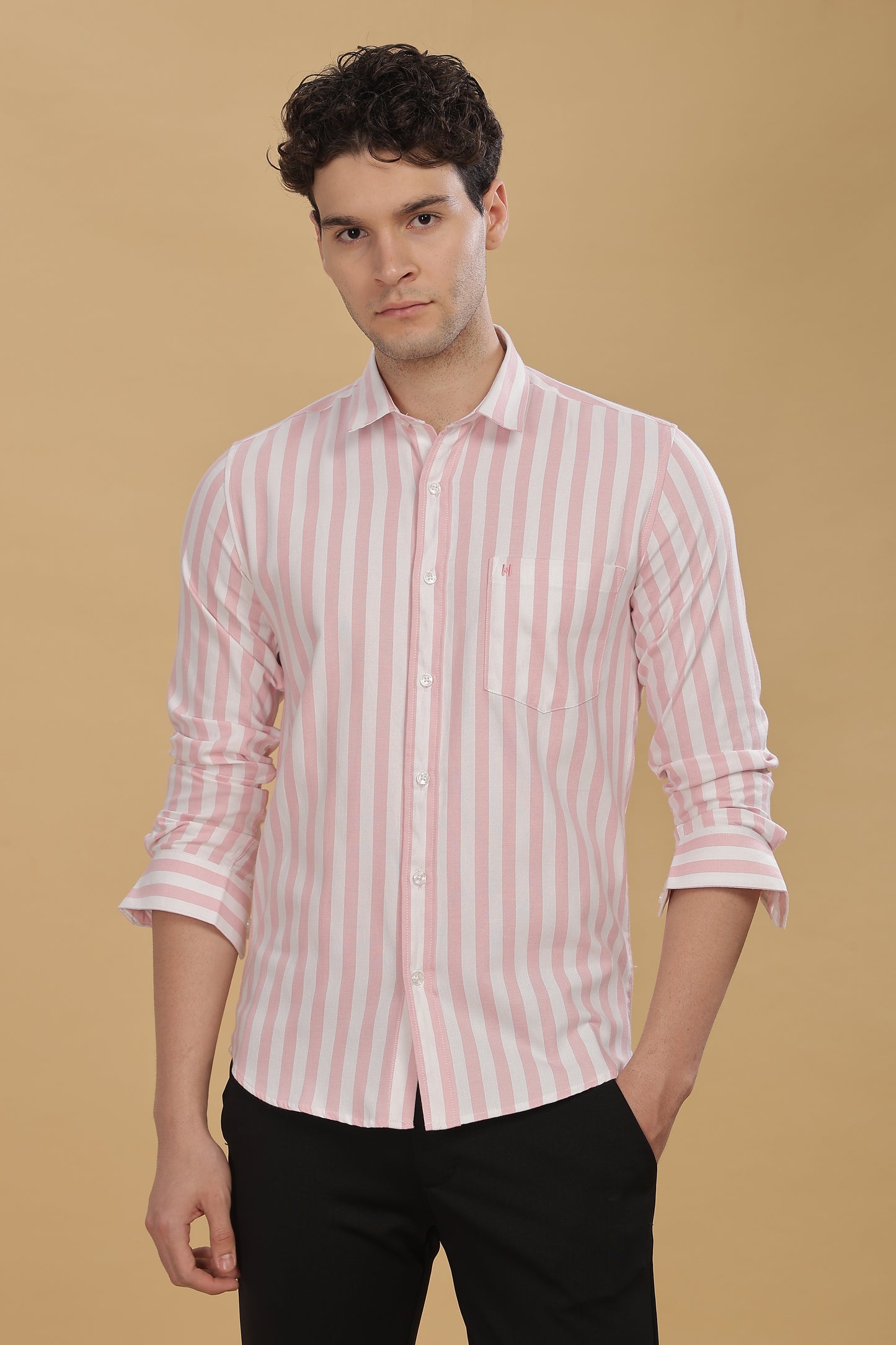 HAITCH Oxford Cotton Pink Stripes Shirt