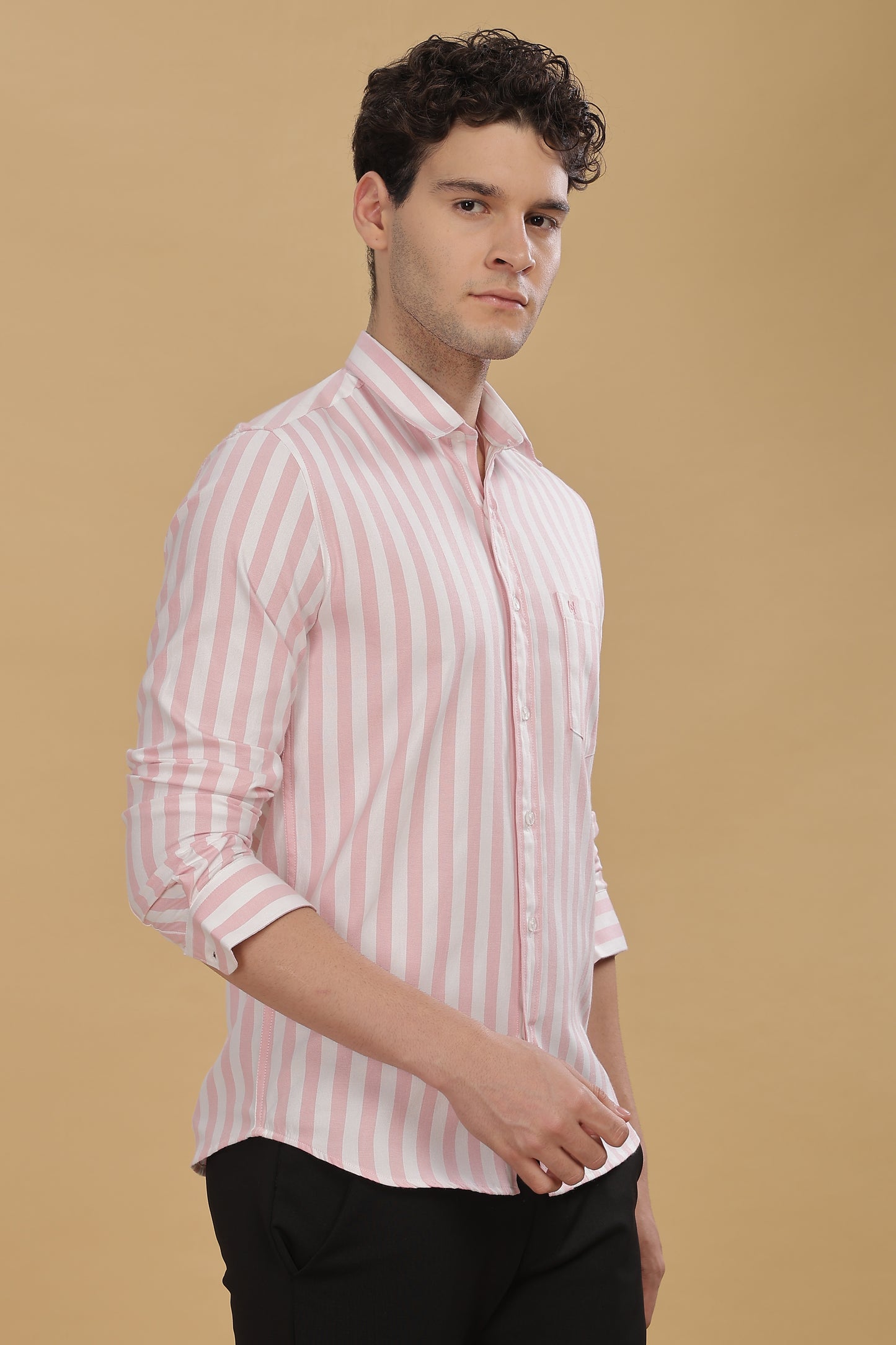 HAITCH Oxford Cotton Pink Stripes Shirt