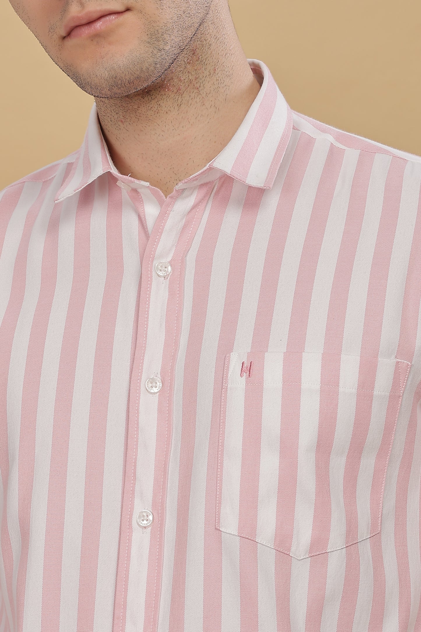 HAITCH Oxford Cotton Pink Stripes Shirt