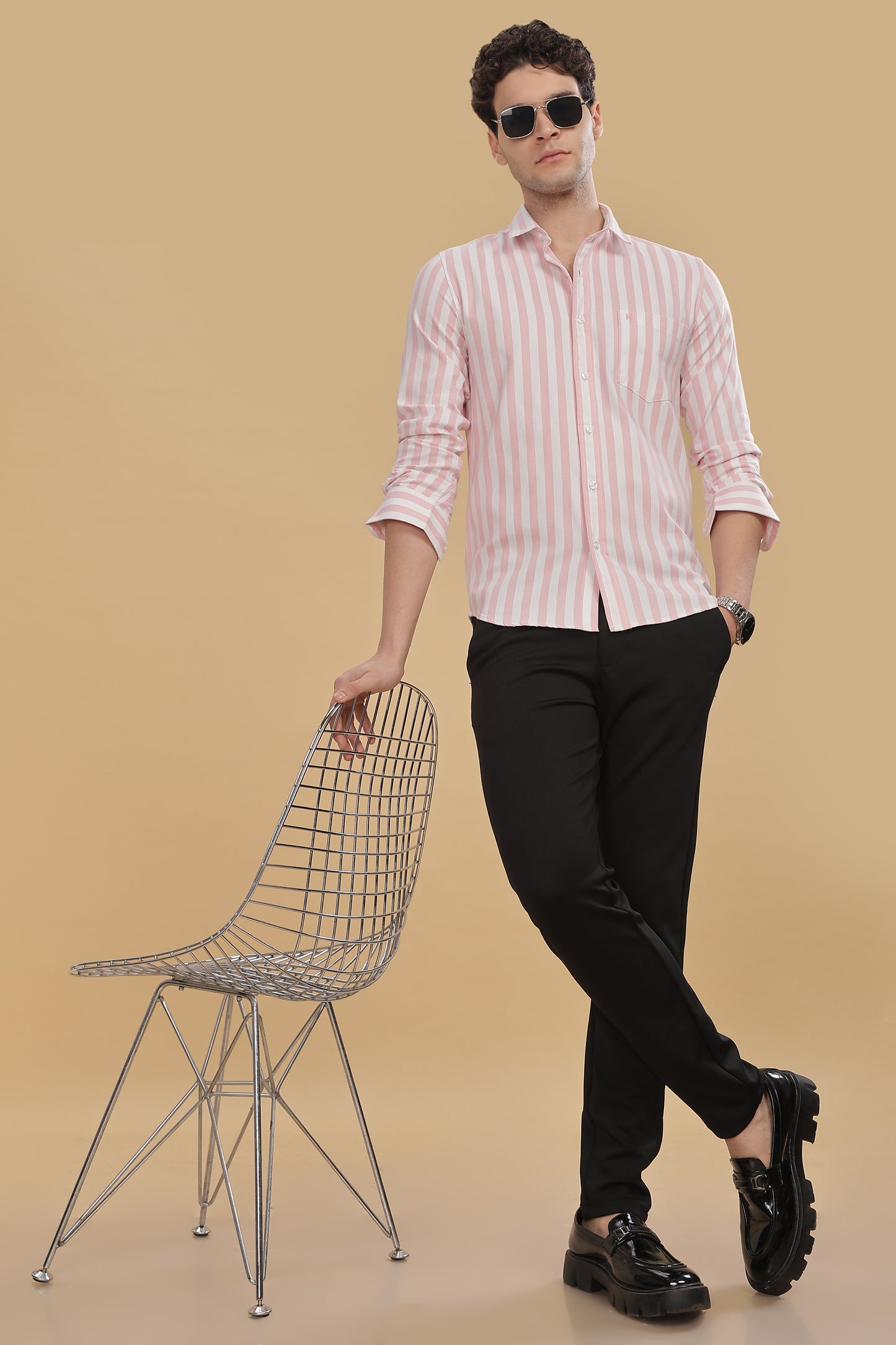 HAITCH Oxford Cotton Pink Stripes Shirt