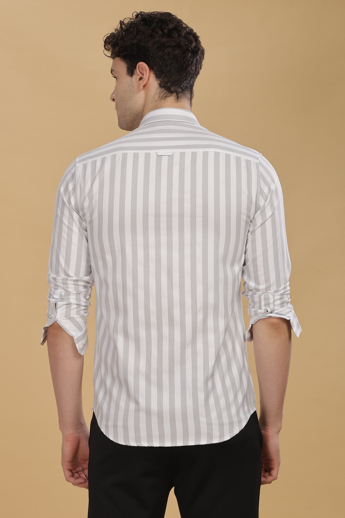 HAITCH Oxford Cotton Grey Stripes Shirt