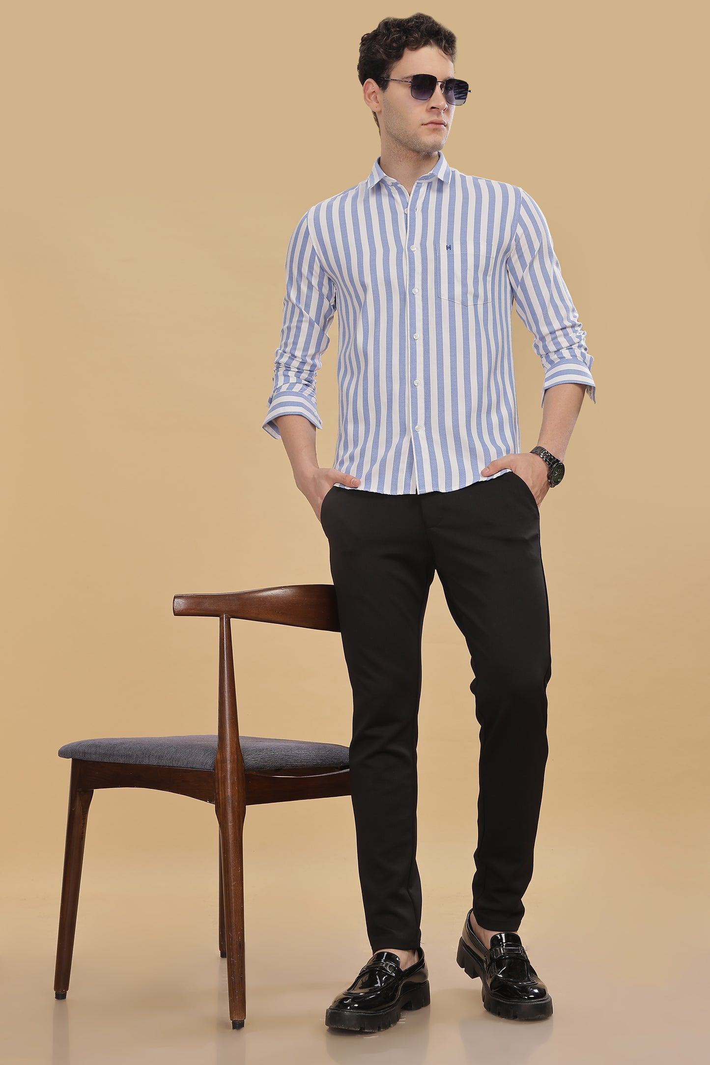 HAITCH Oxford Cotton Blue Stripes Shirt