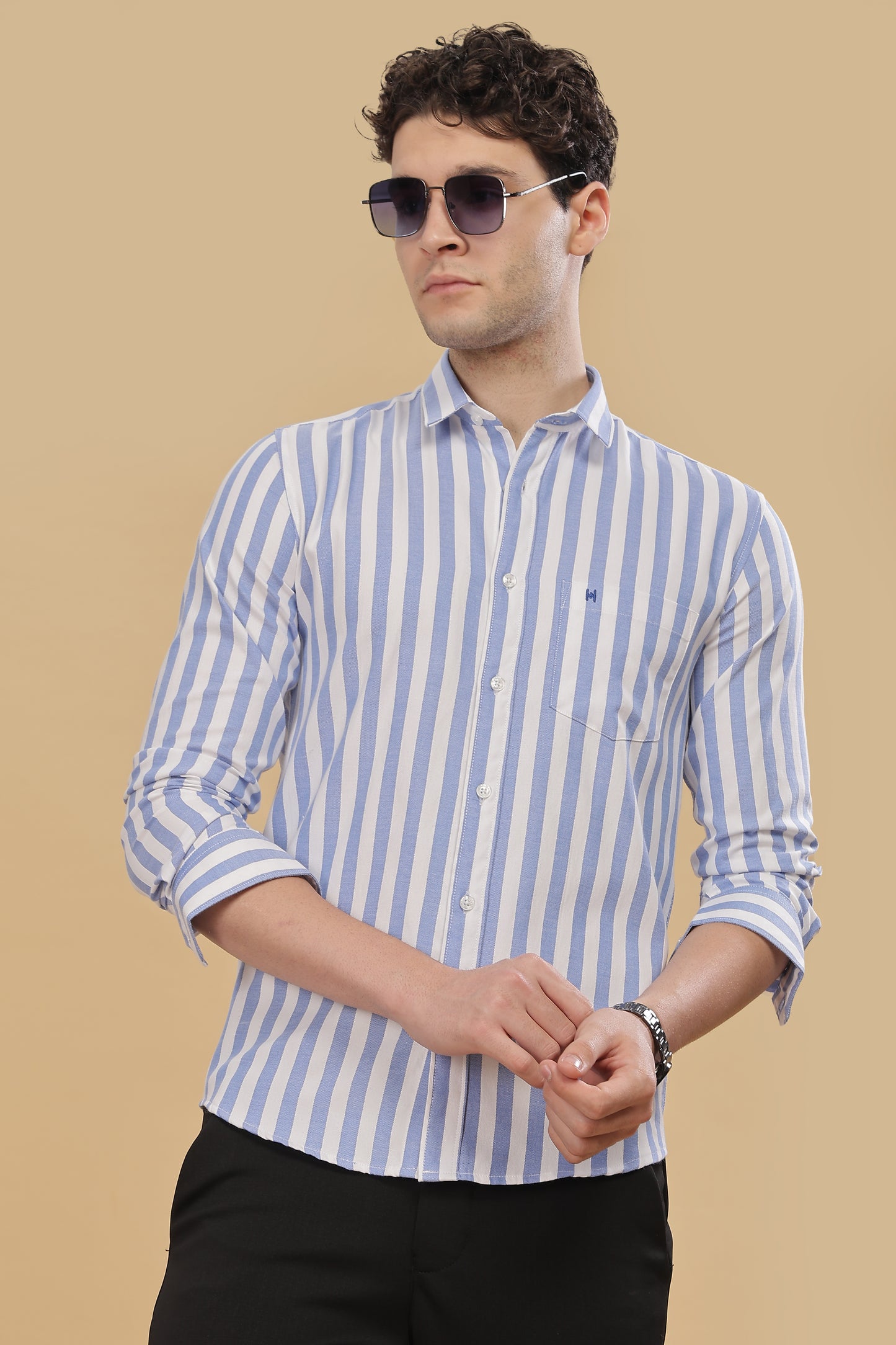 HAITCH Oxford Cotton Blue Stripes Shirt