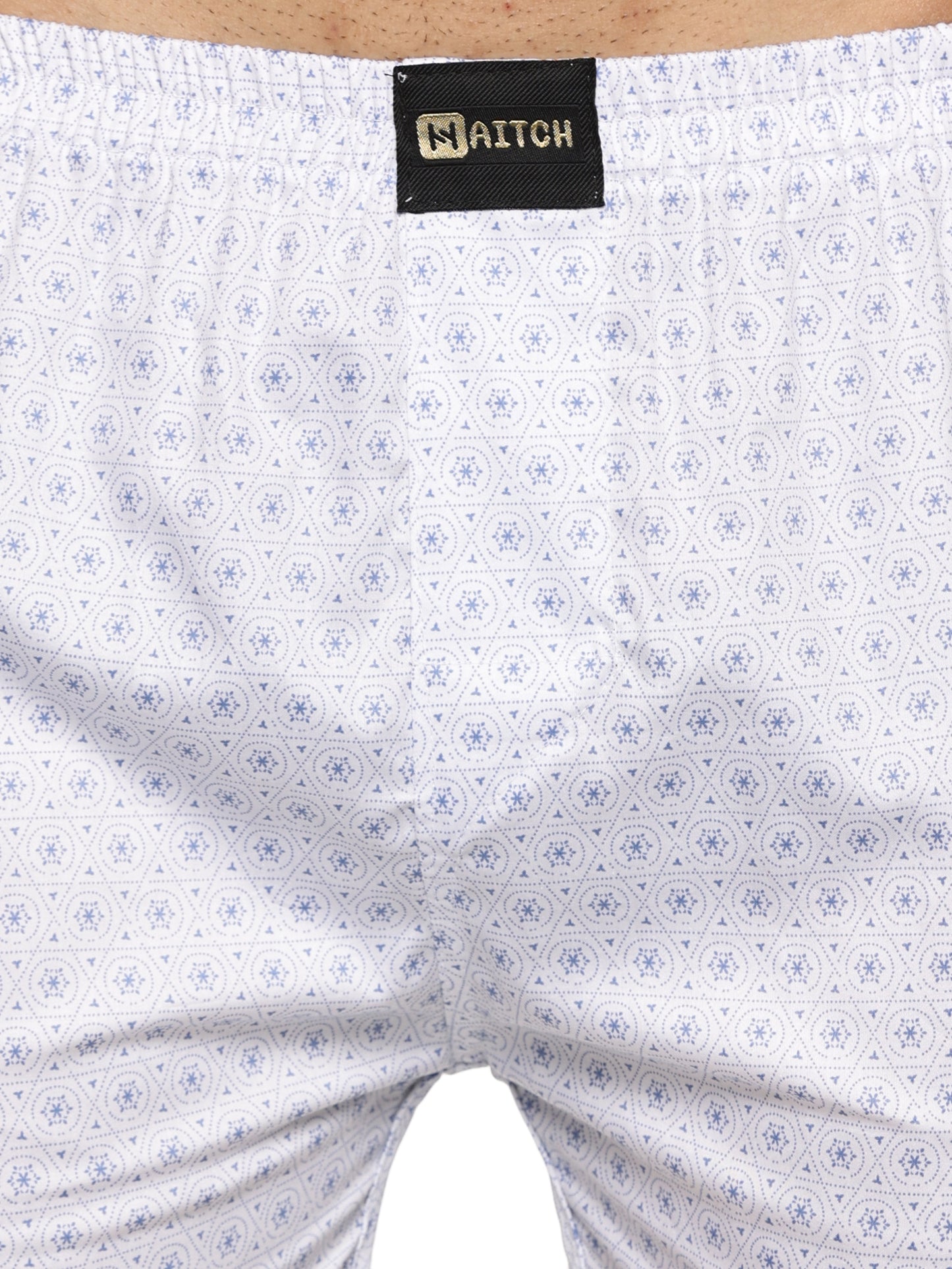 Men Cotton Slim Fit  Snowflake Printed Blue Boxer