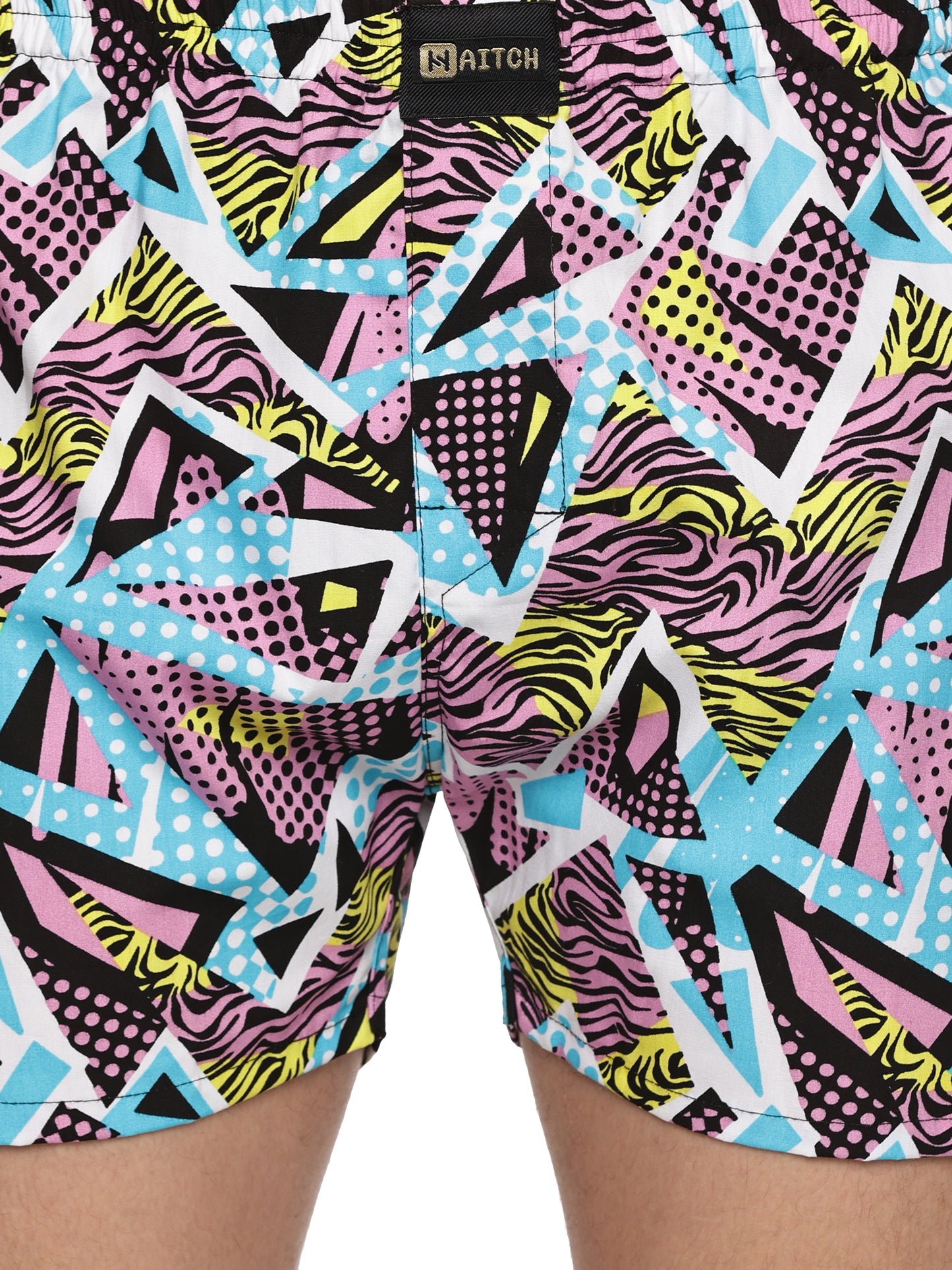 Men Cotton Slim Fit Geometric Retro Printed MultiColored Boxer