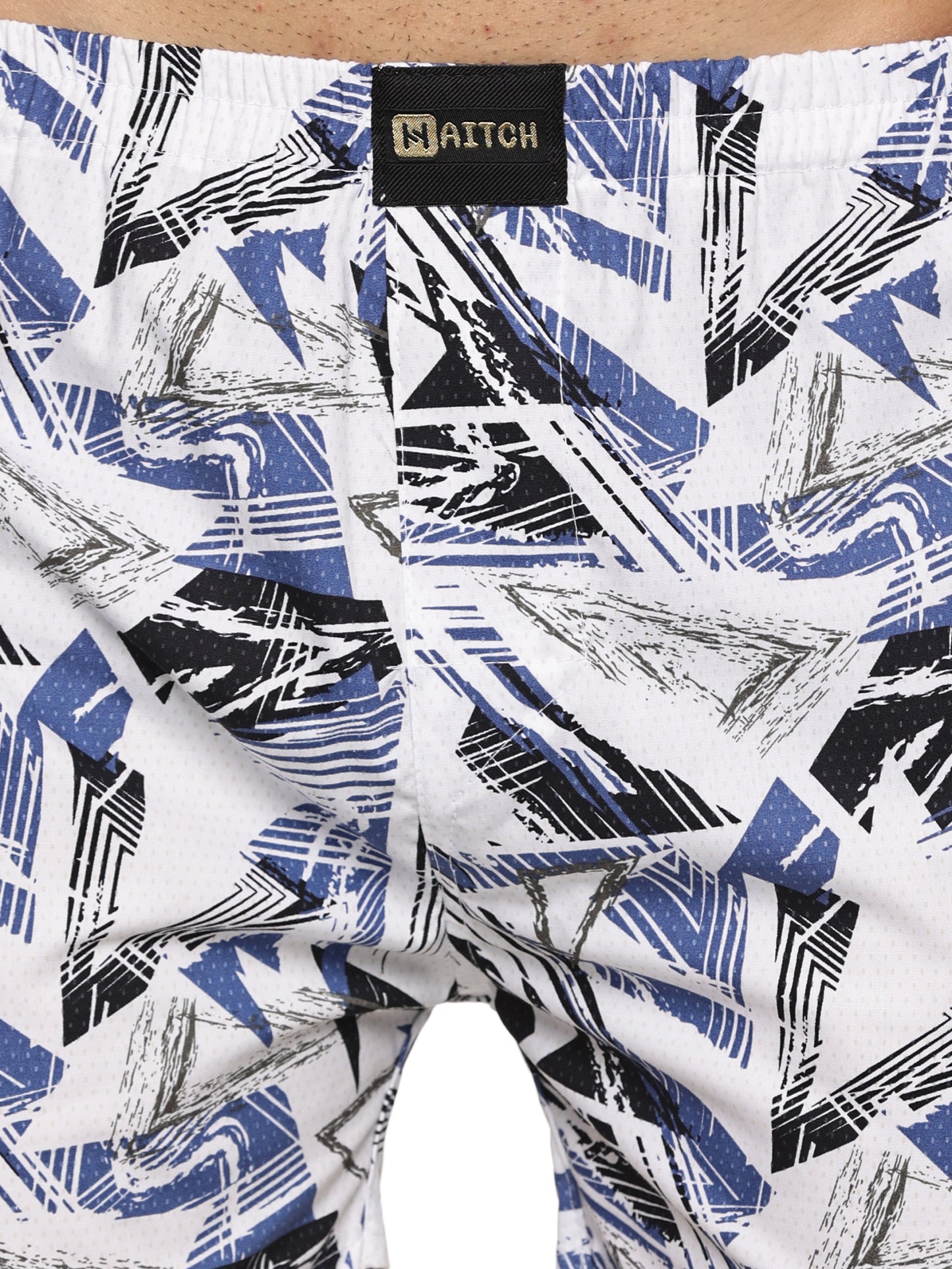 Men Cotton Slim Fit  Geometric  Printed Blue Boxer