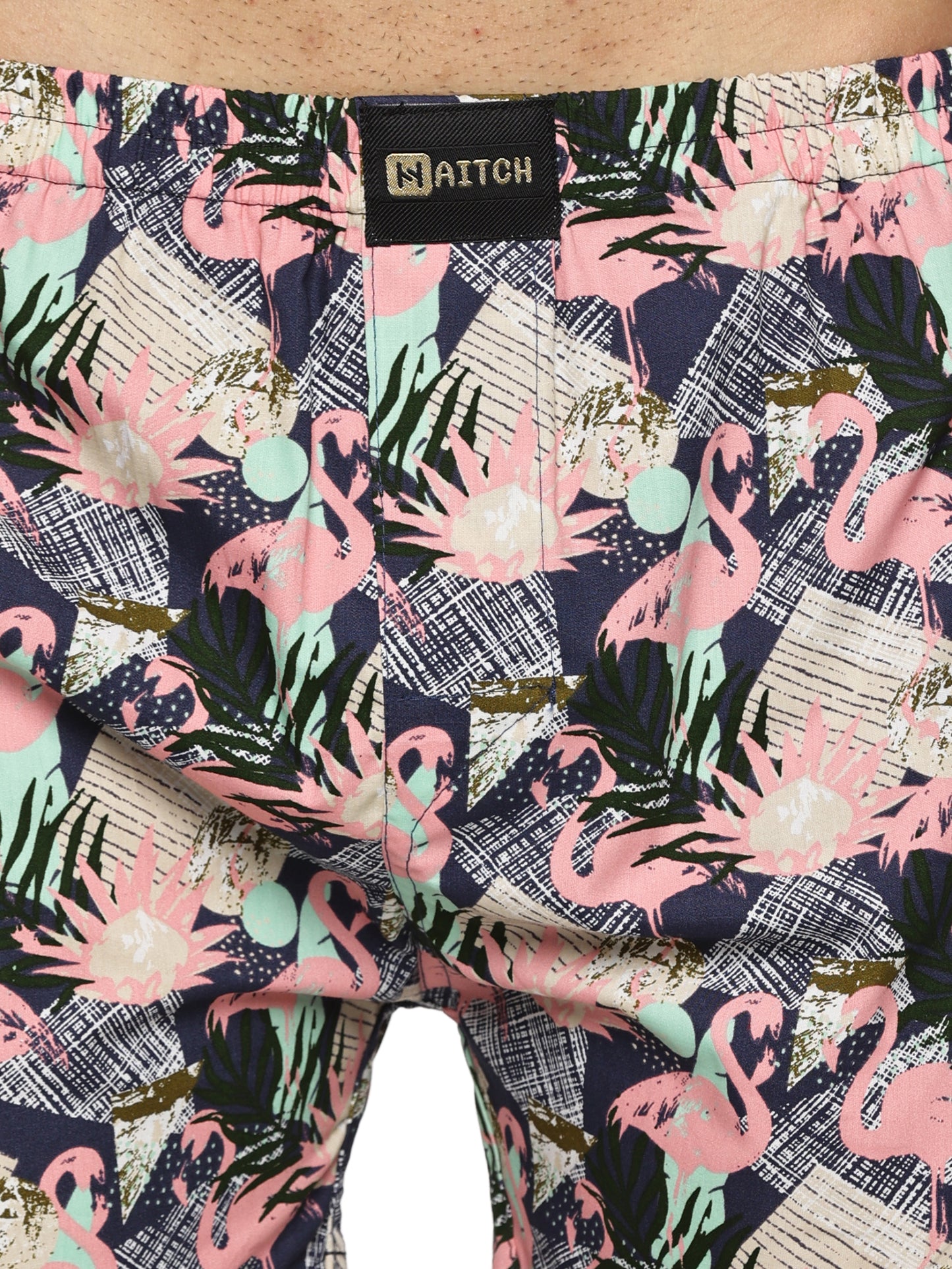 Men Cotton Slim Fit  Swan Printed Multicolored Boxer
