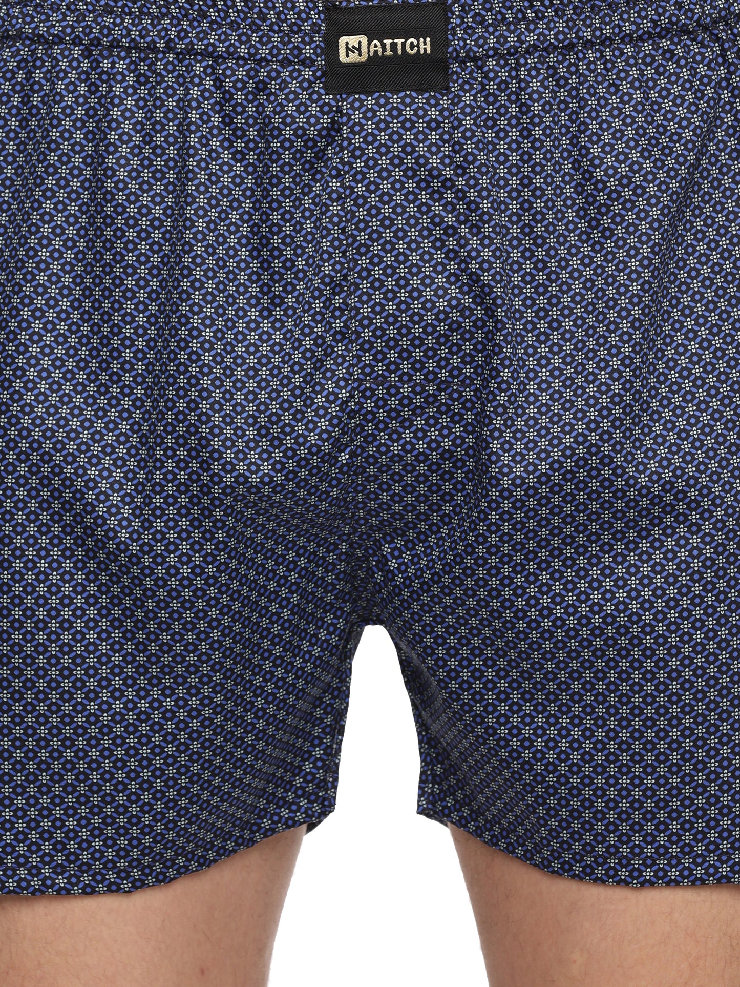 Men Cotton Slim Fit Floral Printed Blue Boxer