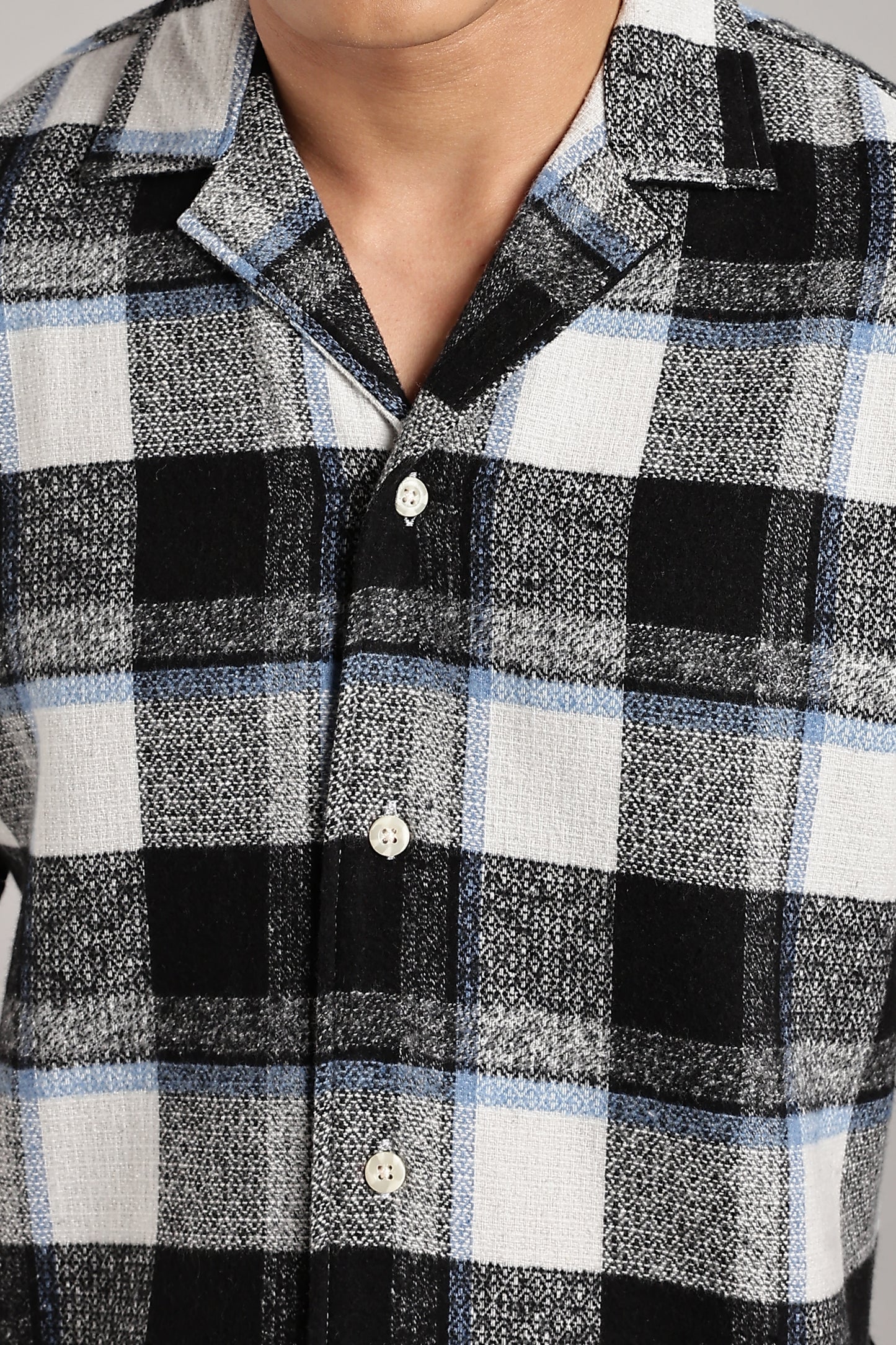 Blue-Black Checkered Cuban Half-Sleeve Shirt