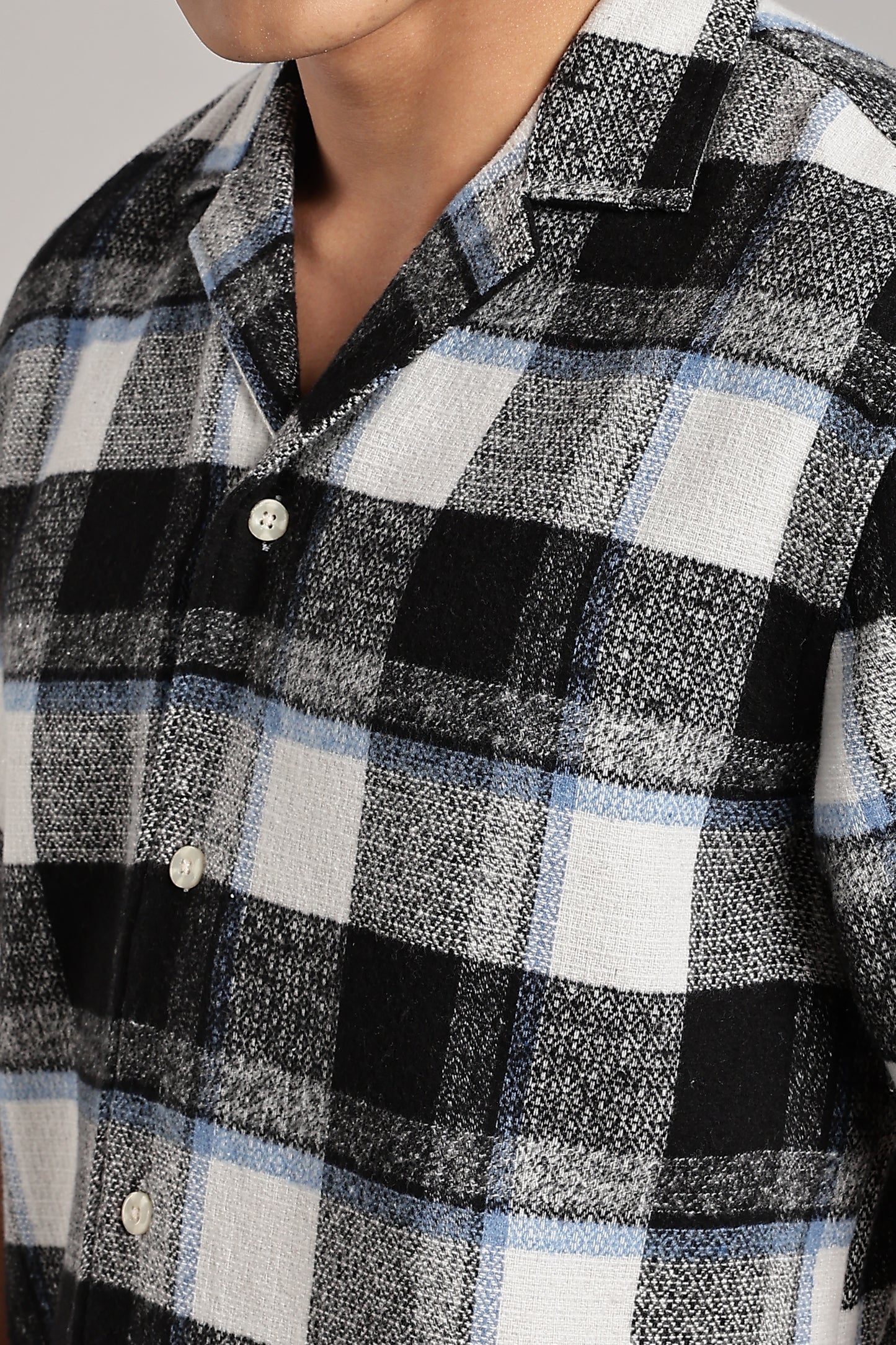 Blue-Black Checkered Cuban Half-Sleeve Shirt
