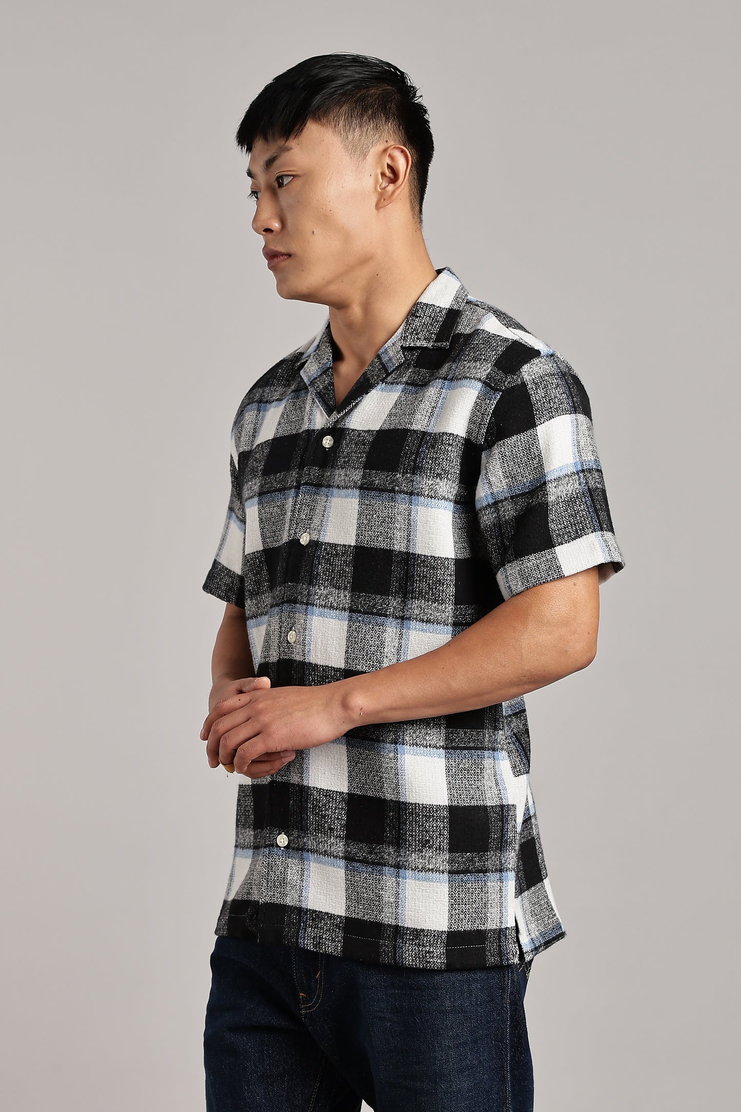 Blue-Black Checkered Cuban Half-Sleeve Shirt