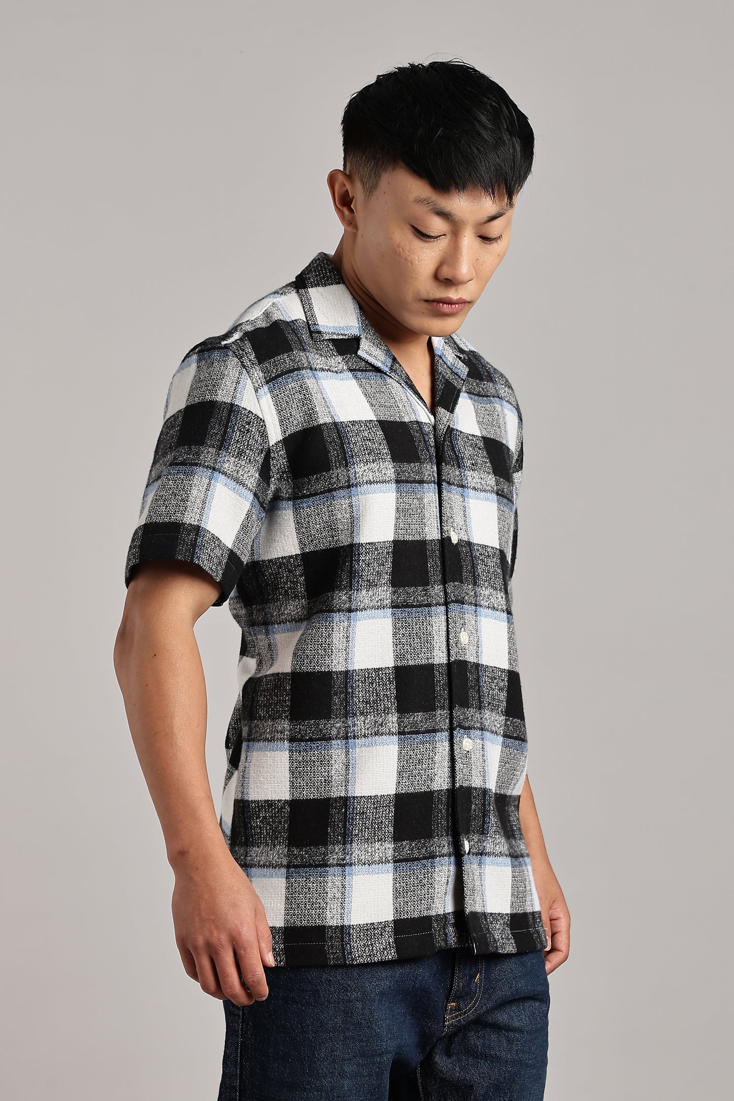 Blue-Black Checkered Cuban Half-Sleeve Shirt