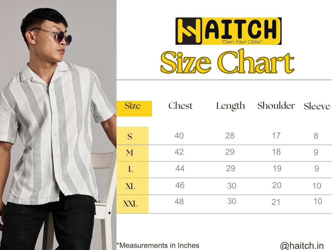 Grey & White Vertical Stripe Cuban Shirt