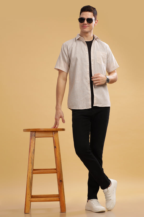 HAITCH Milton Cotton Lenin OffWhite Shirt