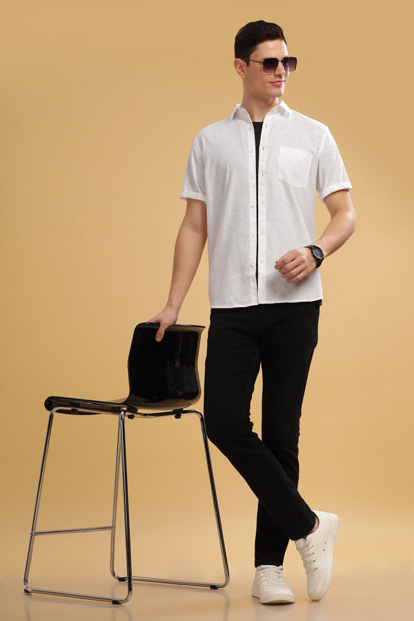 HAITCH Milton Cotton Lenin White Shirt