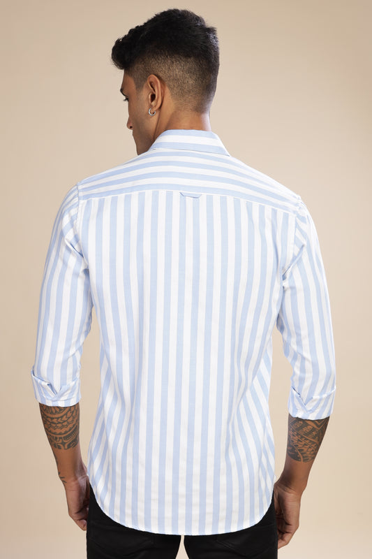 HAITCH Oxford Cotton Light Blue Stripes Shirt