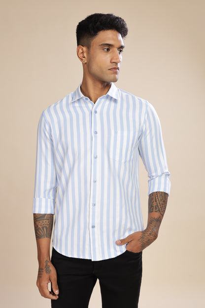 HAITCH Oxford Cotton Light Blue Stripes Shirt