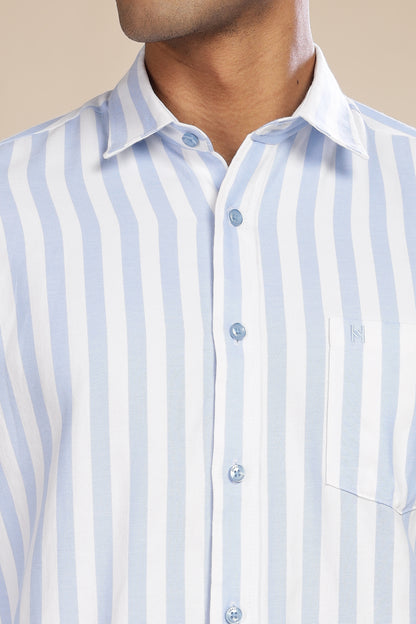 HAITCH Oxford Cotton Light Blue Stripes Shirt