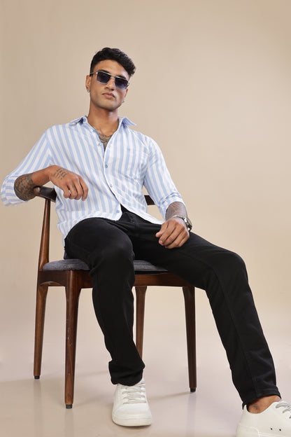 HAITCH Oxford Cotton Light Blue Stripes Shirt