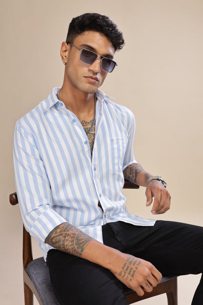 HAITCH Oxford Cotton Light Blue Stripes Shirt