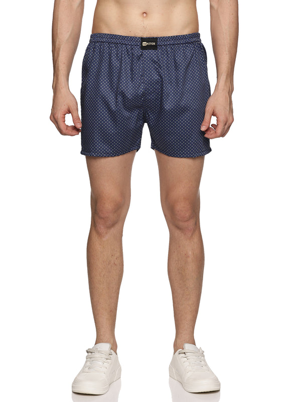 Men Cotton Slim Fit Floral Printed Blue Boxer