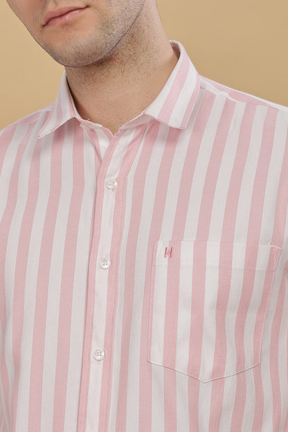 HAITCH Oxford Cotton Pink Stripes Shirt