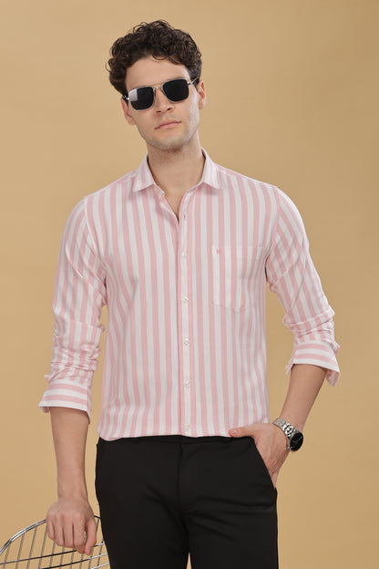 HAITCH Oxford Cotton Pink Stripes Shirt